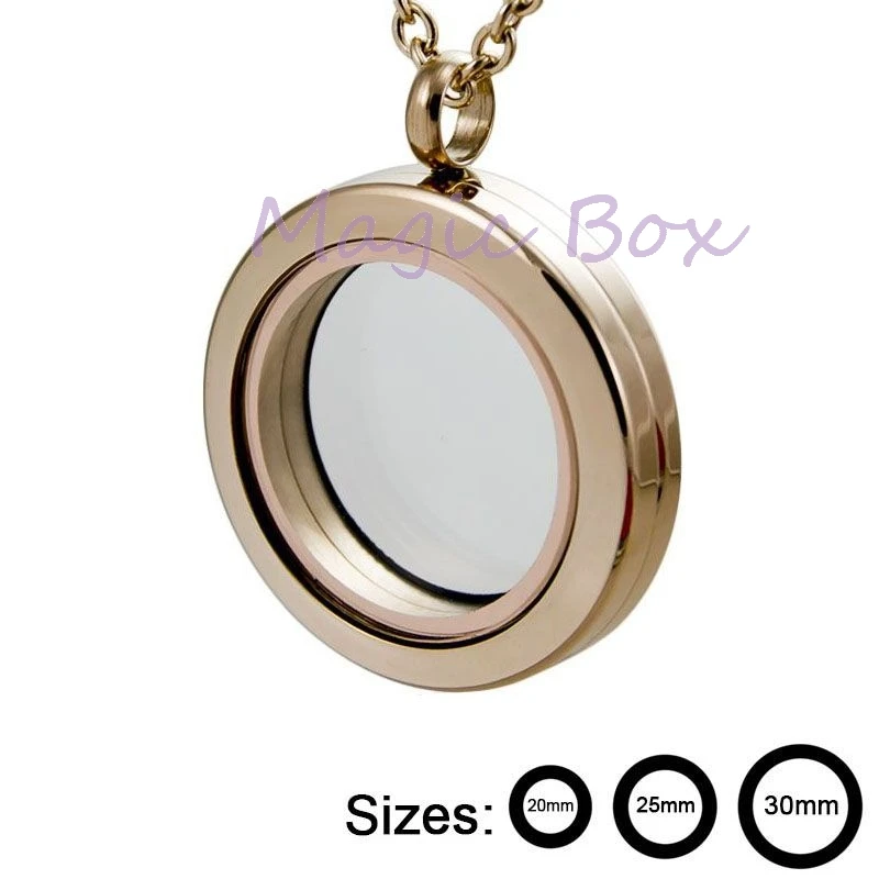 

20mm 25mm 30mm Rose gold 316L Stainless Steel open locket living memory floating charm locket with free chain