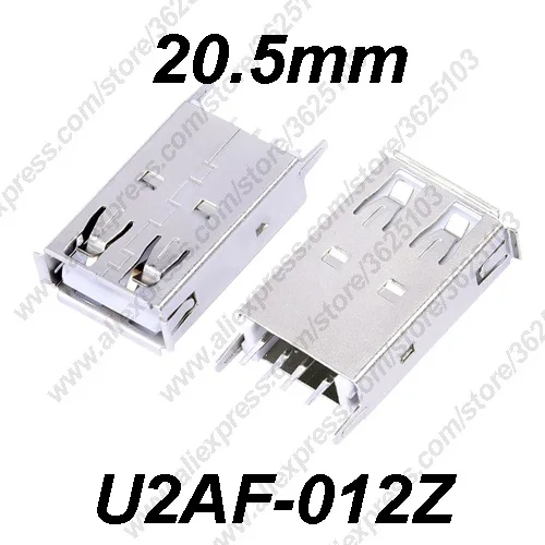 

10PCS U2AF-012Z/U2AF-012ZP USB 2.0 Connector H=20.5MM Straight Feet Charging Socket USB 2.0 Female Jack Data Transmission