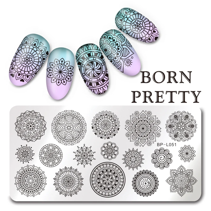 

12*6cm BORN PRETTY Rectangle Nail Stamping Template Floral Design Nail Manicure Image Plate BP-L051