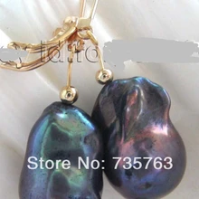 Xiuli 00152 Природный 20 мм Черный Reborn Кеши Жемчужные Серьги 14KGP/20