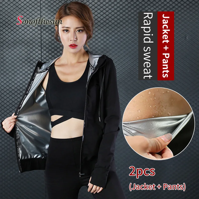 

2pcs Rapid Sweat Women Sports Suit Hooded Jackets Yoga GYM Running Fitness Trainning Sportswear Coat Long Pants