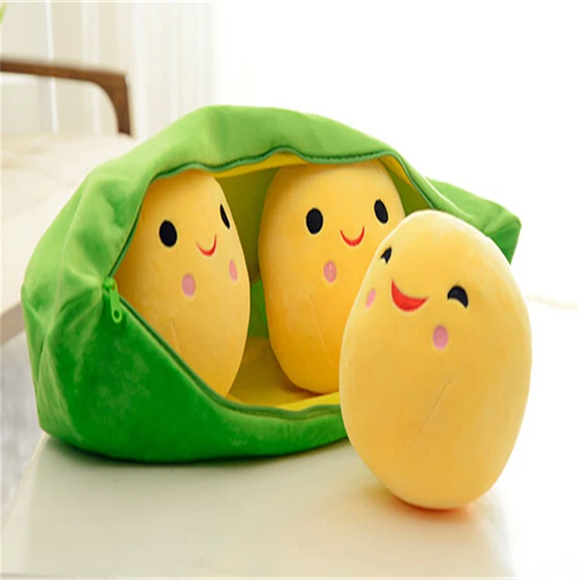 6PCS /LOT Cute Little Pea Plush Toys 3 Peas in a Pod Green Pea Doll