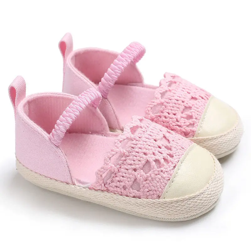 Бренд новорожденных для маленьких девочек мягкая подошва кроватки обувь против скольжения кроссовки обувь для грудничков 0-18 м - Цвет: Розовый