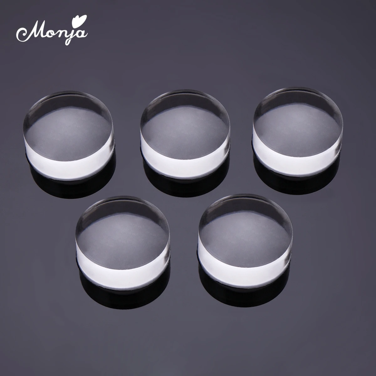 

Monja 5Pcs 2.3cm Nail Art Silicone Jelly Clear Replacement Stamper Stamping Transfer Heads Tips