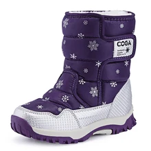 

Girls Purple Black Red Snow Boots Fashion Hook & loop Platform Rubber Waterproof Winter Shoes For Children 2018 Brand Fashion