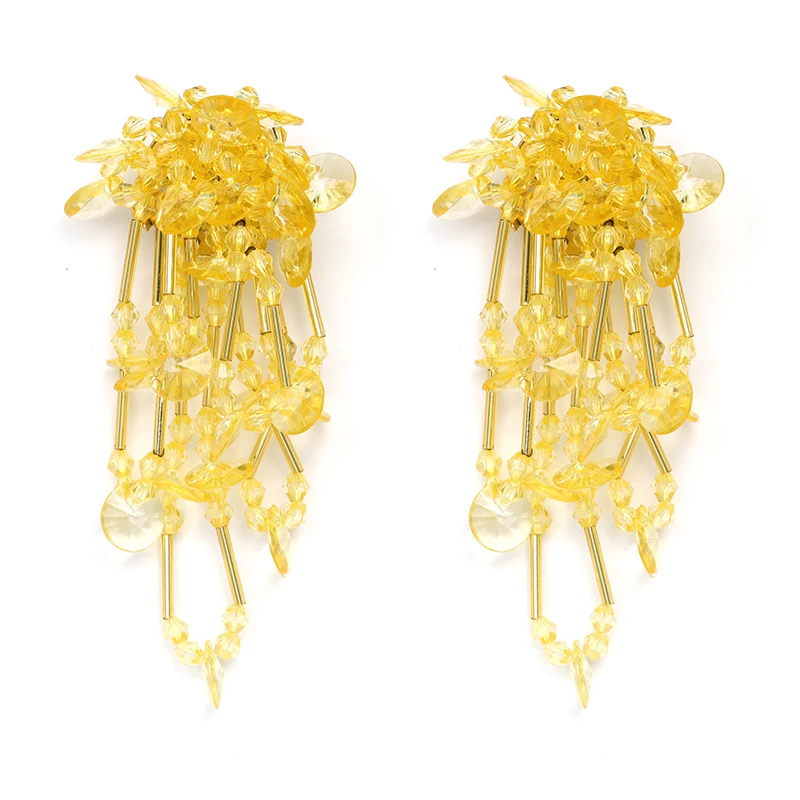 JUJIA элегантные длинные висячие серьги в богемном стиле для девочек с бахромой и кристаллами, массивные ювелирные изделия, Brincos