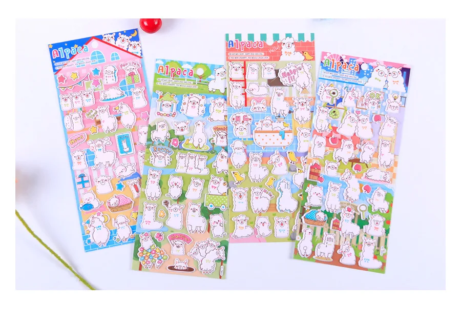 Alpaca Pasture 3D Decorative Stickers Adhesive Stickers DIY Decoration Diary Stationery Stickers Children Gift