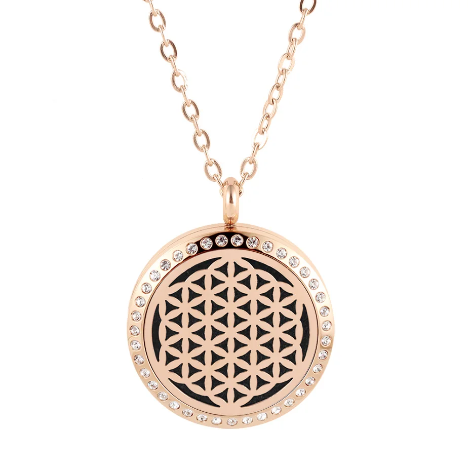 flower of life diffuser necklace silver gold rose gold 20mm 25mm 30mm locket jewelry (4)