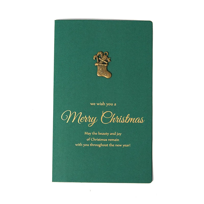 Creative Retro Metal Christmas Tree Snowflake Gilding Greeting Card Christmas and New Year Postcard Gift - Цвет: Красный