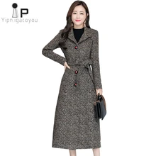 Женское пальто зимнее длинное шерстяное пальто винтажное корейское размера плюс тонкое теплое шерстяное пальто женское модное шерстяное пальто
