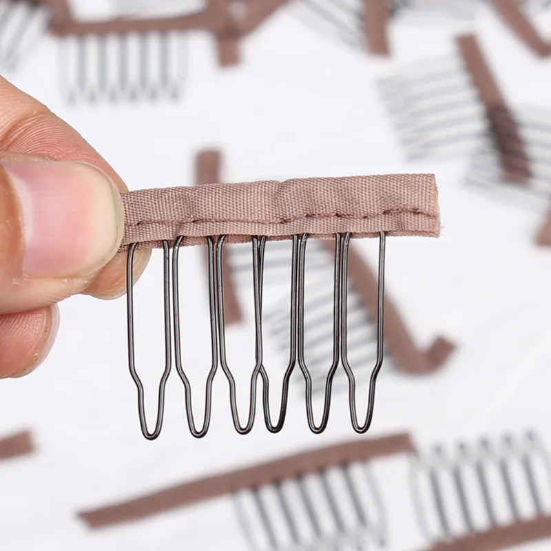 Wholesale Wig Accessories 3.8cm*3cm Hair Wig Combs and Clips For Wig Cap Black and Brown Color 500Pcs Lot Wig Making Combs