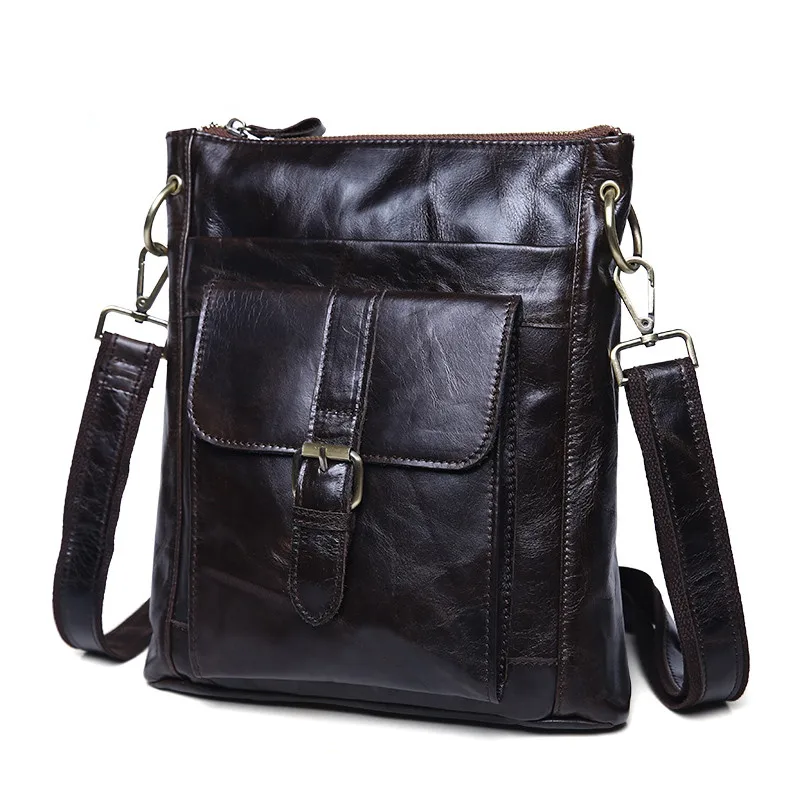

Nesitu Vintage Dark Coffee / Brown Color 100% Guarantee Real Skin Genuine Leather Small Women / Men Messenger Bags #M8691
