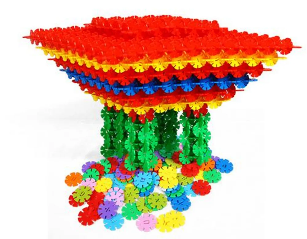 

F16599 Colorful Plastic Snowflake Sheet Blocks Baby Toys Thicken Children's Educational Blocks Fight Inserted Blocks Sets