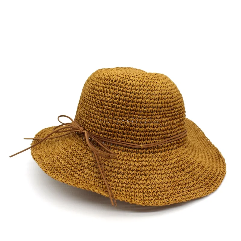Minhui соломенные шляпы с бантом для женщин, летняя пляжная модная Солнцезащитная шляпа, гибкие широкие поля, складная Панама, Chapeau Femme, широкая шляпа