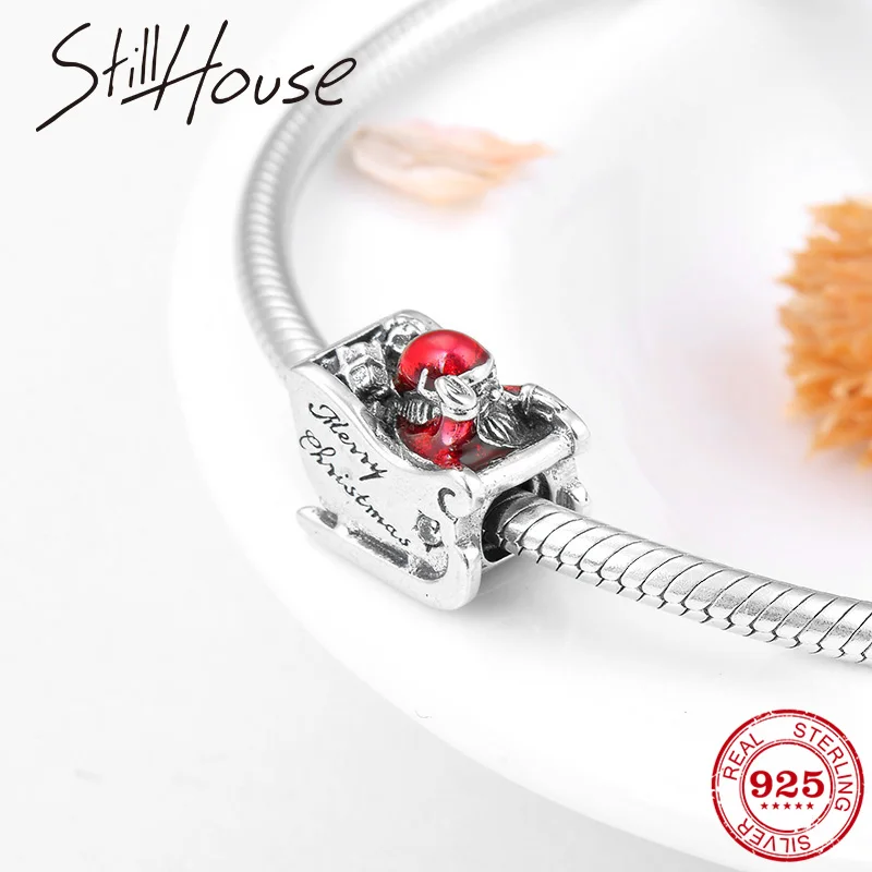 

Christmas Silver 925 Santa Claus riding sleigh Beads Charms fit Original Pandora Charm Bangle Bracelets making DIY Jewelry Gift