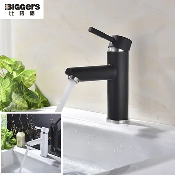 

Free shipping Black/white color Europe style 304 stainless steel bathroom basin faucet single handle sink mixer taps Rotatable