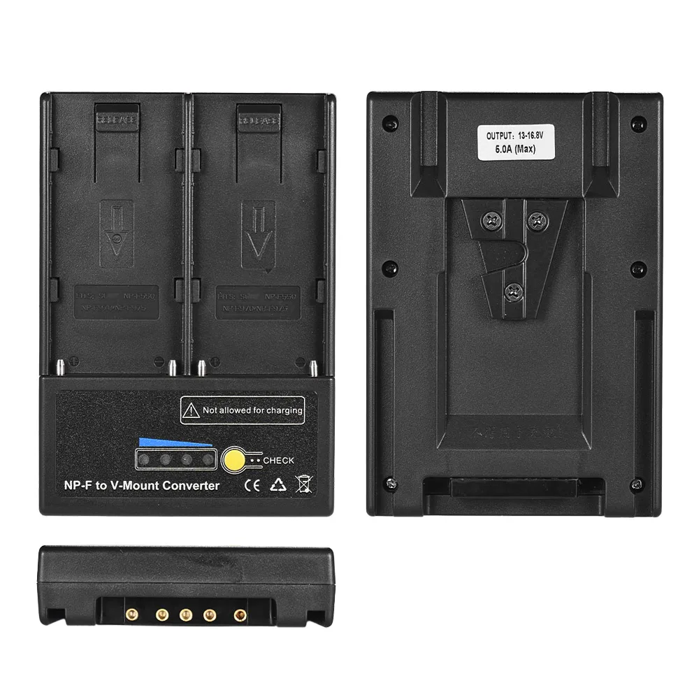 TOPTOO NP-F a la Placa del Adaptador del convertidor de la bater/ía del V-Montaje con la Ranura Dual para NP-F550 NP-F750 Serie NP-F970