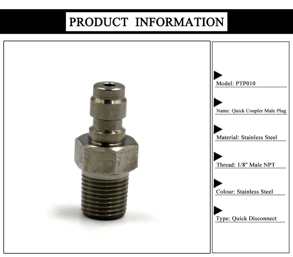 Qupb PCP Дайвинг быстроразъемные соединения Вилки Нержавеющая сталь соединитель 1/8 ''Мужской ДНЯО Нитки ptp010