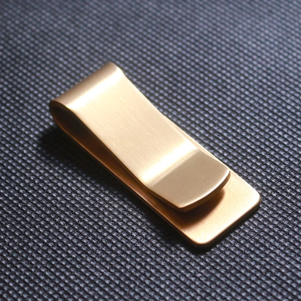 Mens Gold Color Stainless Steel Cash Money Clip Credit Card Holder Polished