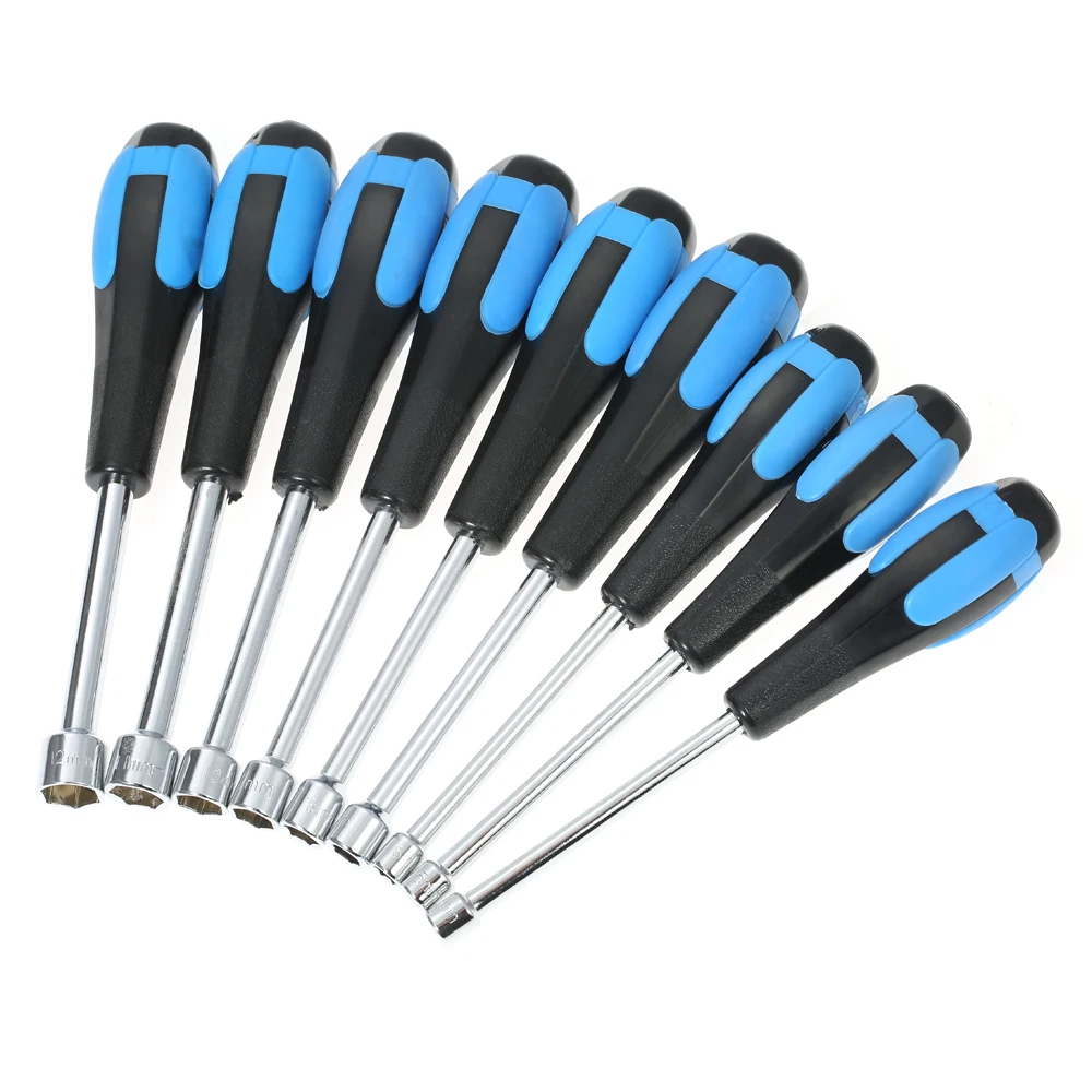 

9pcs Toolset Hollow Shaft Nut Driver Set Metric Sizes Hex Bit Sockets 5mm/5.5mm/6mm/7mm/8mm/9mm/10mm/11mm/12mmH52