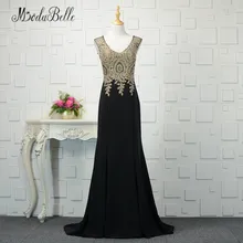 modabelle Beaded Long Evening Gowns With Applique Feestjurken Dames V Neck Black And Gold Mermaid Prom Dress Long 2018