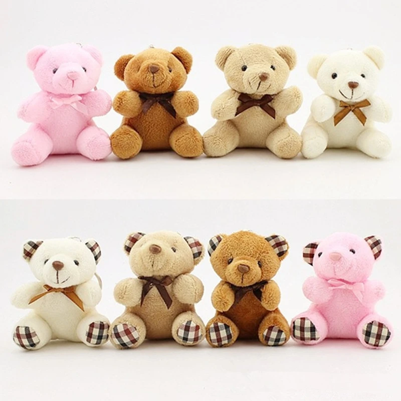 Cute Cartoon Animal Teddy Bear Toy Plush Doll Keychain Small Pompom Pendant Keyring Women Bag Charms Key Chain Trinket | Украшения и