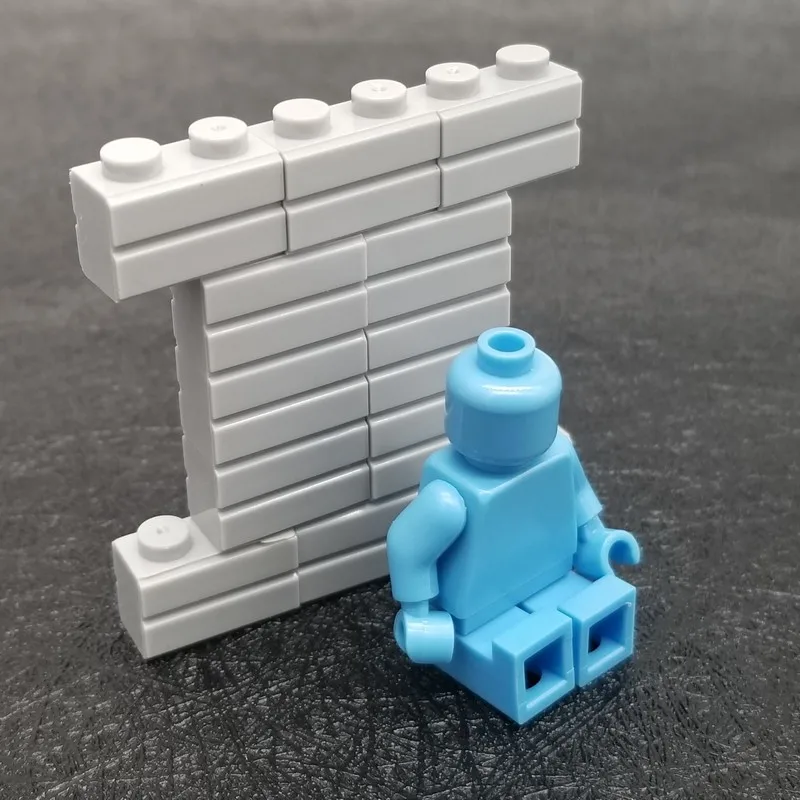 

50Pcs/Set 1x2 Gray Wall Brick City Toys MOC Compatible Accessory DIY Building Block Assemble Particles Brickset B05