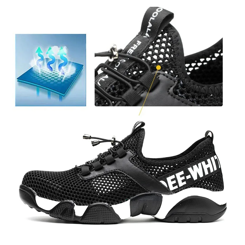 JACKSHIBO خفيفة الوزن الرجال أحذية عمل واقية تنفس العمل الأمن الأحذية الصلب اصبع القدم غير قابل للتدمير أحذية العمل أحذية رياضية