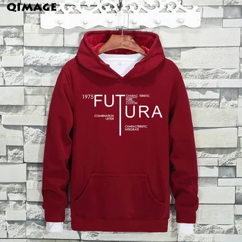 

QIMAGE Large Size Men's Hoodies 2017 New Male Fleece Hoodie Sweatshirt Winter Men Hip Hop Hooded Cotton Thick Warm Hoodie M-5XL