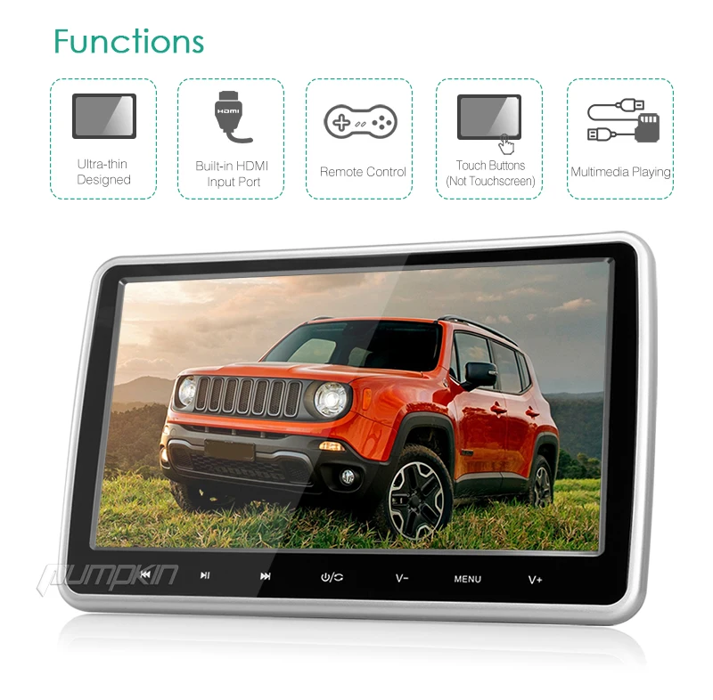 Тыква 10 1 ''Автомобильный подголовник dvd плеер 1024*600 HD TFT цифровой экран USB/SD HDMI
