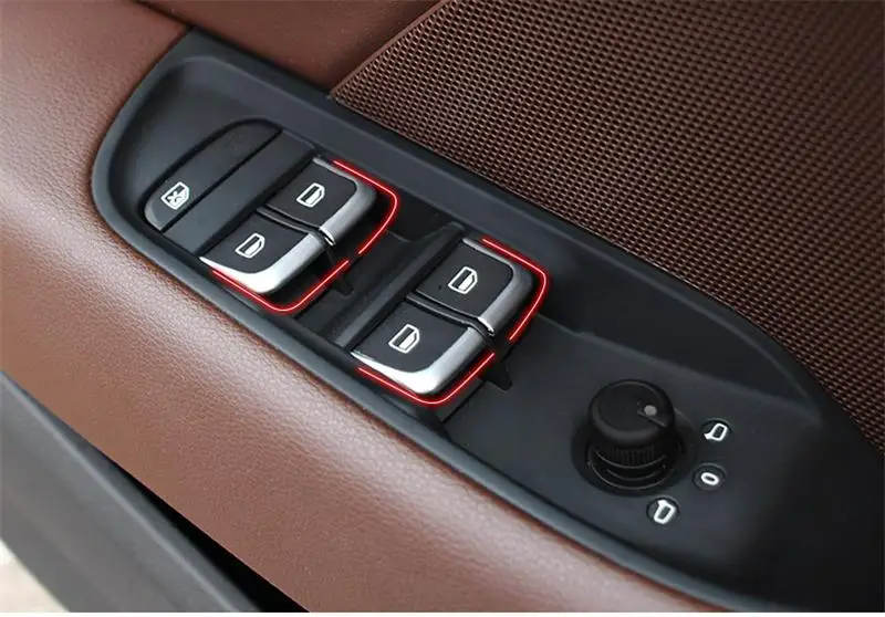 Автомобильный Стайлинг, накладка на окно, кнопка подъема, переключатель, пайетки, внутренние полоски, АБС-наклейка для Audi A3 A4 Q3 Q5, аксессуары для украшения
