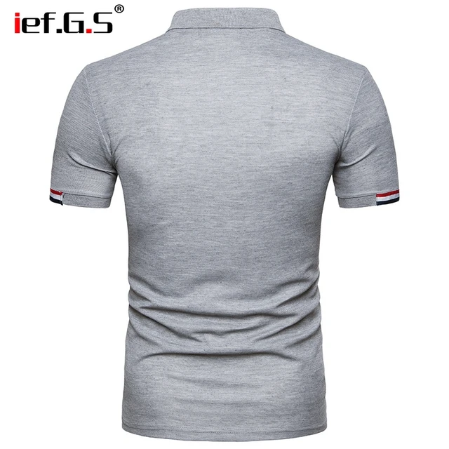 IEF.G.S 2018 Summer Fashion lapel Tees Shirt Men Solid Color Zipper British Style Short Sleeve Casual poloshirt Clothing