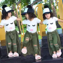 pudcoco summer Newborn Baby Girls clothes sets Eyelashes Tops T-shirt and Army Pants Leggings Outfits Kids Clothes 2Pieces Sets