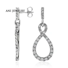 ANI 14 k белое золото Женские Висячие серьги 1,37 КТ Сертифицированный I/SI1 натуральный бриллиант большие каплевидные длинные висячие серьги для женщин