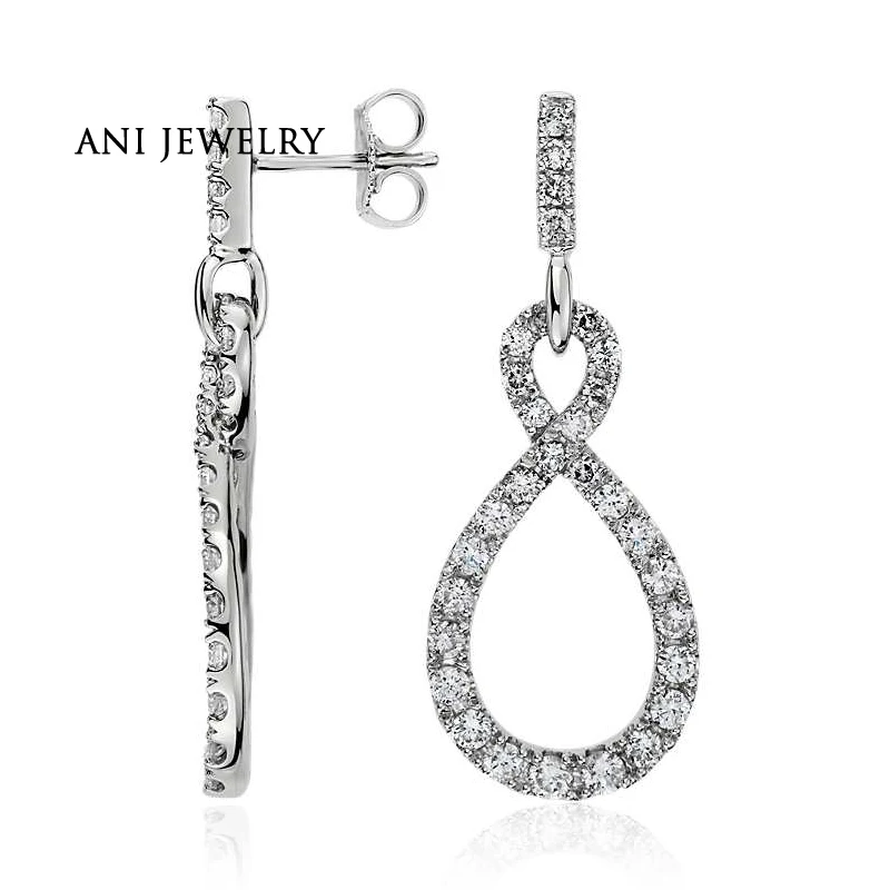 ANI 14 К белого золота Для женщин Длинные висячие серьги 1,37 КТ Certified я/SI1 природных алмазов Большой Teardrop длинные Длинные Висячие серьги для