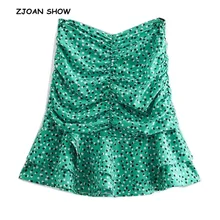 Новая Винтажная французская четырехлистная мини-юбка с принтом клевера и высокой талией Женская Ретро сумка с рюшами и рюшами