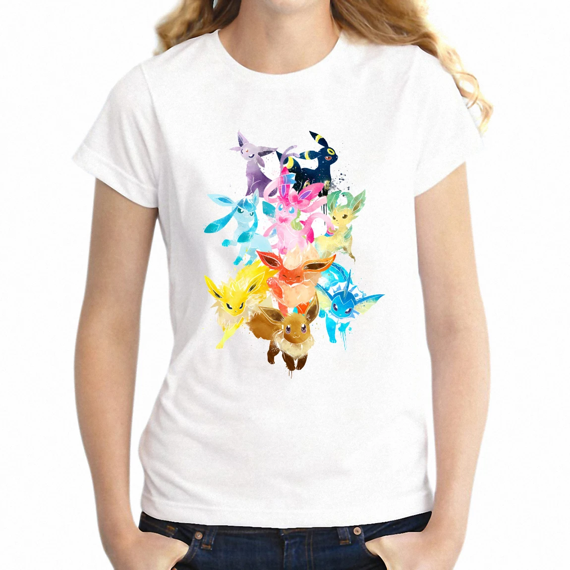 

Women's T Shirt Watercolor Pokemon Gamer Girl's Tee