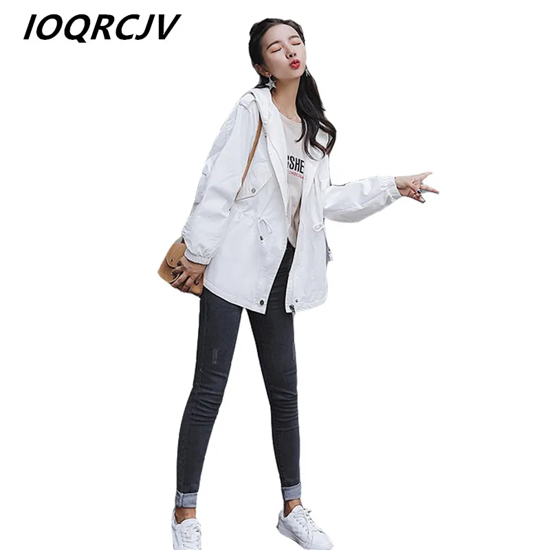 

Oversize New Women Trench Coat 2019 Casual Fashion Solid Loose Hooded Zipper Pocket Mid-long Windbreaker Outwear Tops Female