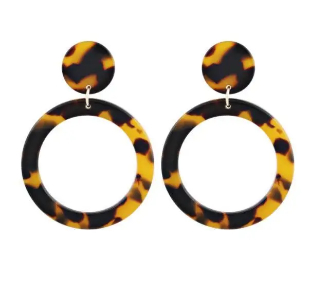 Новые корейские акриловые леопардовые круглые серьги для женщин зеленые Черепаховые круглые свисающие серьги с бриллиантами - Окраска металла: 24 circle