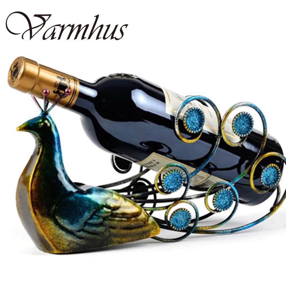 Varmhus Creative Peacock Wine Rack Stainless Steel Wine Holder Wine