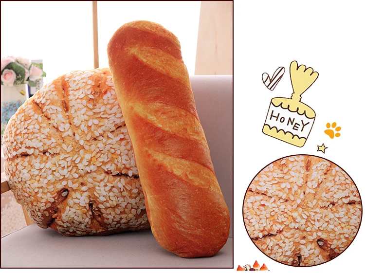 Все виды Breads плюшевый набивной материал для завтрака еда подушка в виде игрушки диванная подушка реквизит масло кунжута круассант пончик крем типы