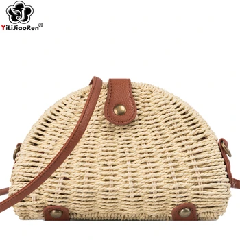 

Fashion Handmade Woven Straw Beach Bag Small Ladies Summer Shoulder Bag Famous Brand Bohemian Rattan Bags for Women Borsa Mare