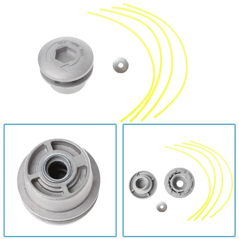Алюминиевая Головка триммера травы с 4 линиями Головка триммера нить искусственная трава из нейлона режущая линия головка для замены