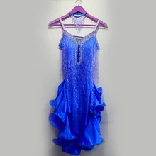 Новинка, костюмы для латинских танцев, с бриллиантовыми стразами пикантные спандекс кисточкой латинские танцы платье для латинских танцев для детей женщинам латинский танец платья S-4XL F109