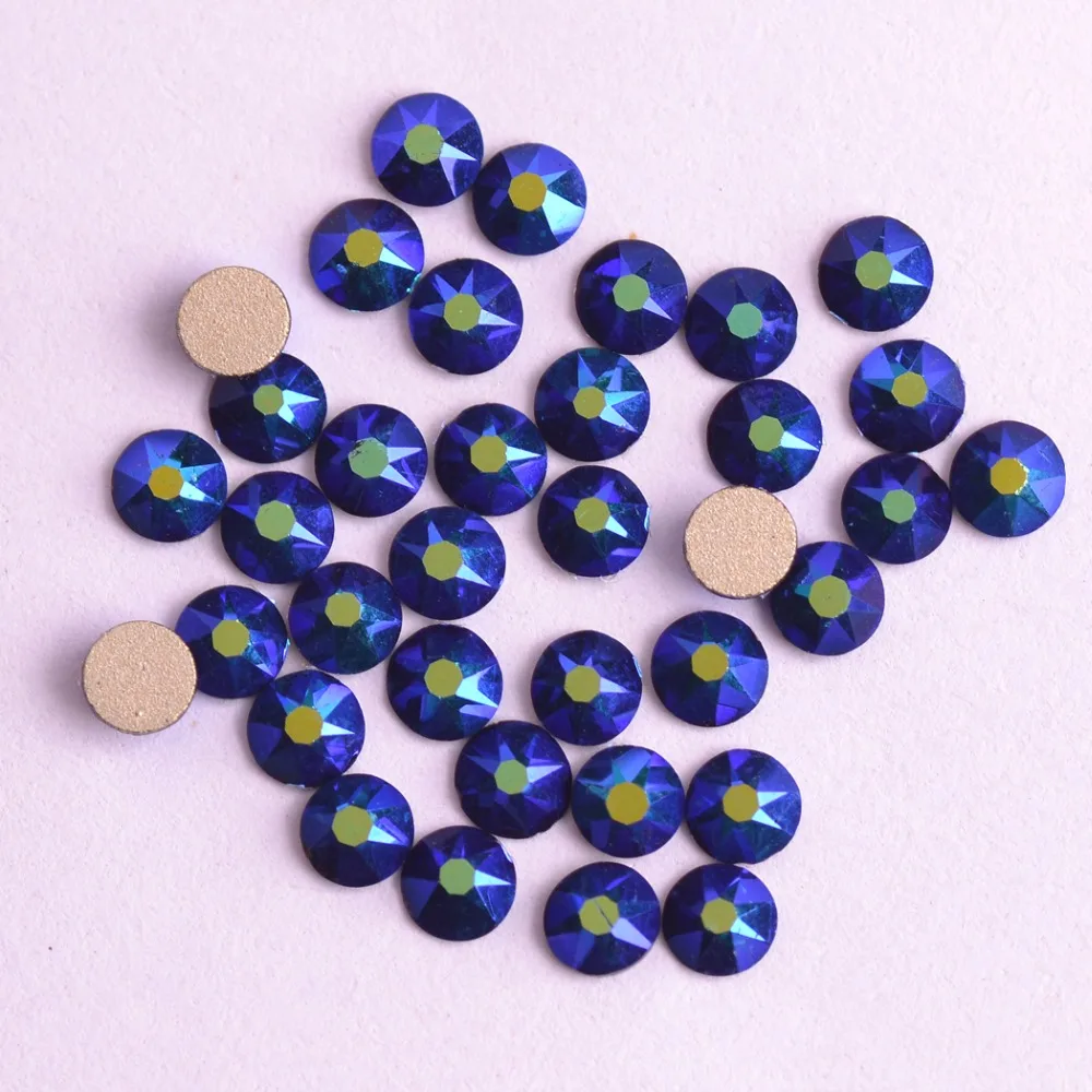 

New 2088 Cut Jet Black AB Non hotfix 16 facets 8+8 Nail Art Rhinestones Golden Base for Luxury Decors The Best Quality