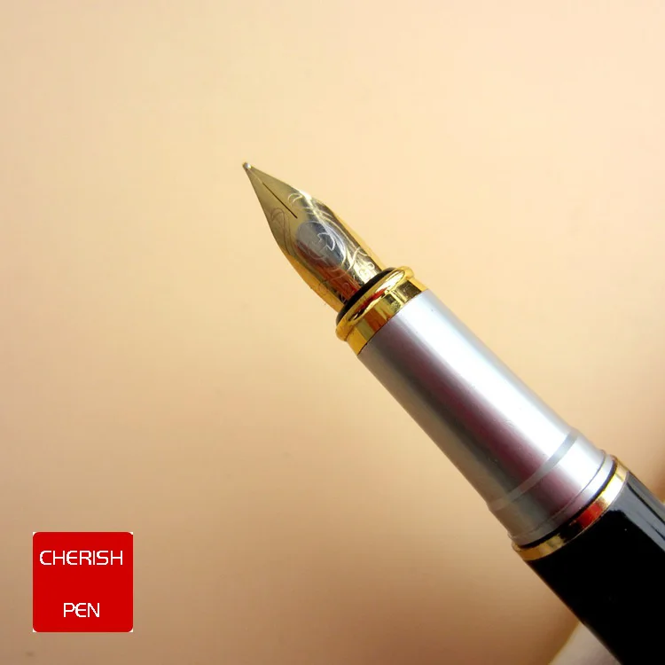 Jinhao 9009 черная и Золотая Роскошная Алмазная перьевая ручка 0,5 мм Металлические перьевые ручки для офисных принадлежностей подарочная ручка