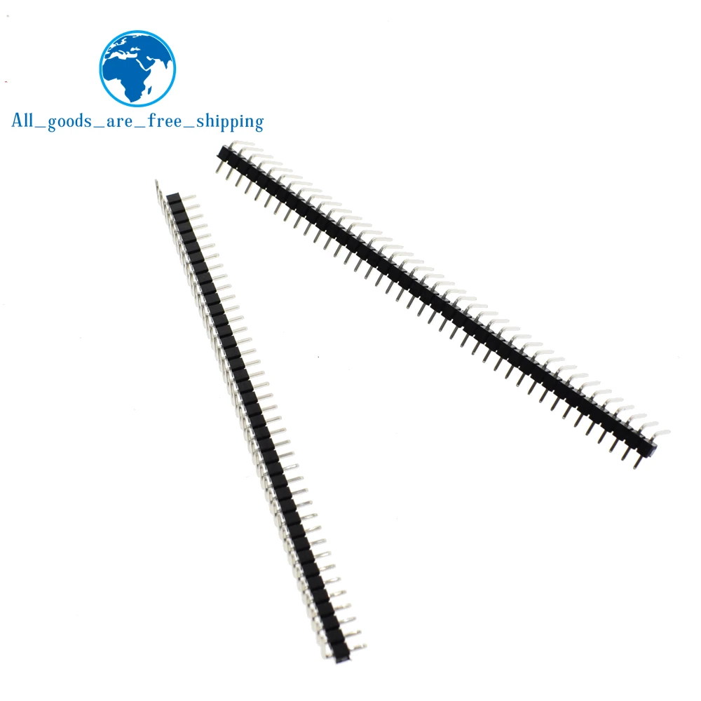 

Hot Sale 10pcs 40 Pin 1x40 Single Row Male 2.54mm Breakable Pin Header Right Angle Connector Strip bending