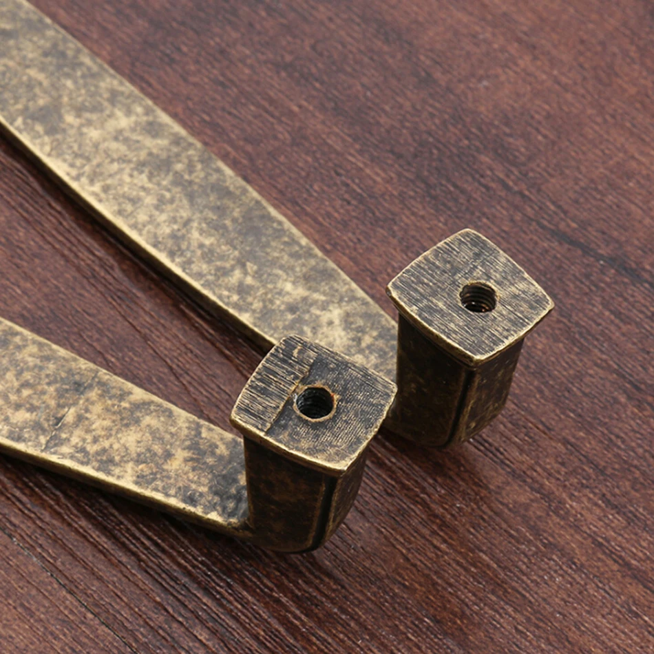 Solid yellow antique brass drawer handle knob pull contracted vintage