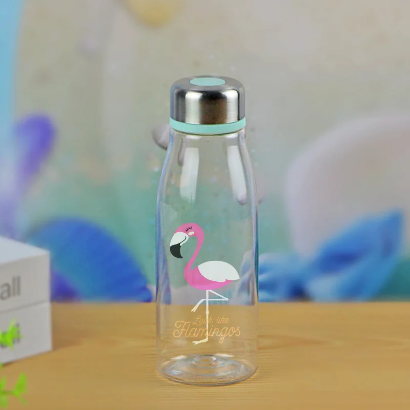 Портативный с крышкой Студенческая чашка мультфильм Фламинго шаблон детская чашка пластиковая прозрачная чашка Вода Спортивная бутылка посуда