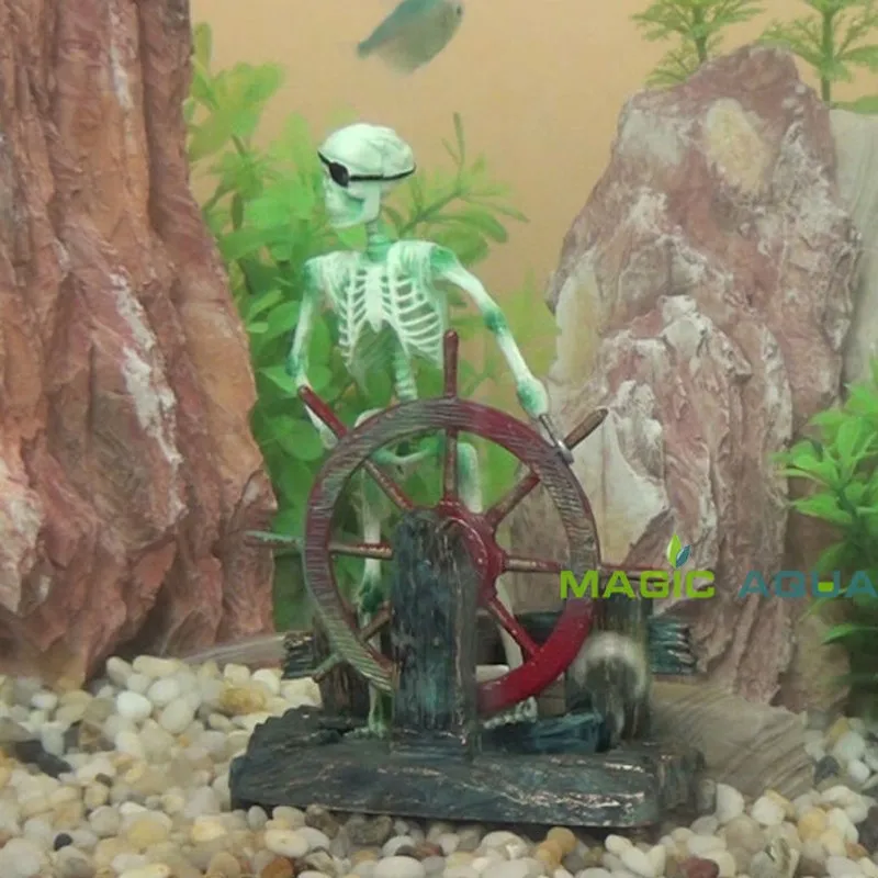 Скелет на колеса фигурку Fish Tank Украшение Аквариум украшения пейзаж